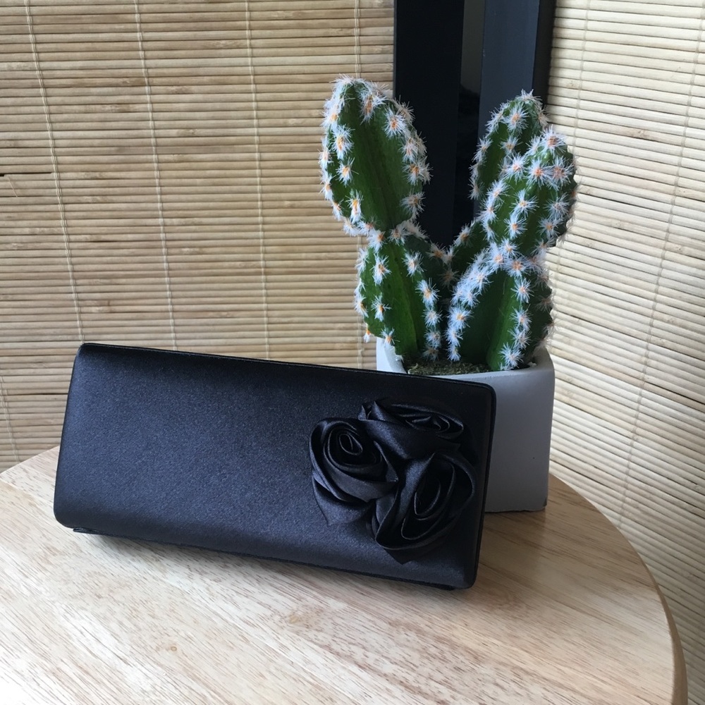 Style & Co Black Roses Clutch